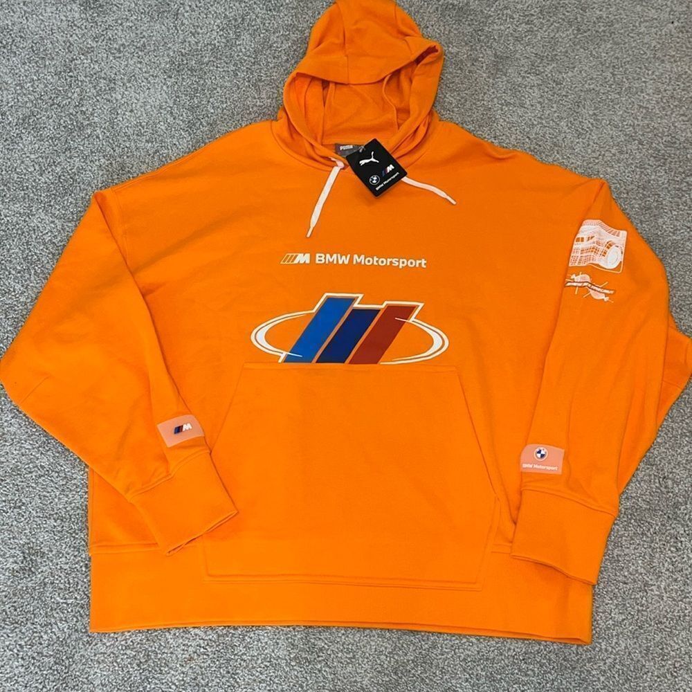New $100 Orange Puma BMW Motorsport MMS Street Hoodie Hooded sweatshirt XXL 2XL